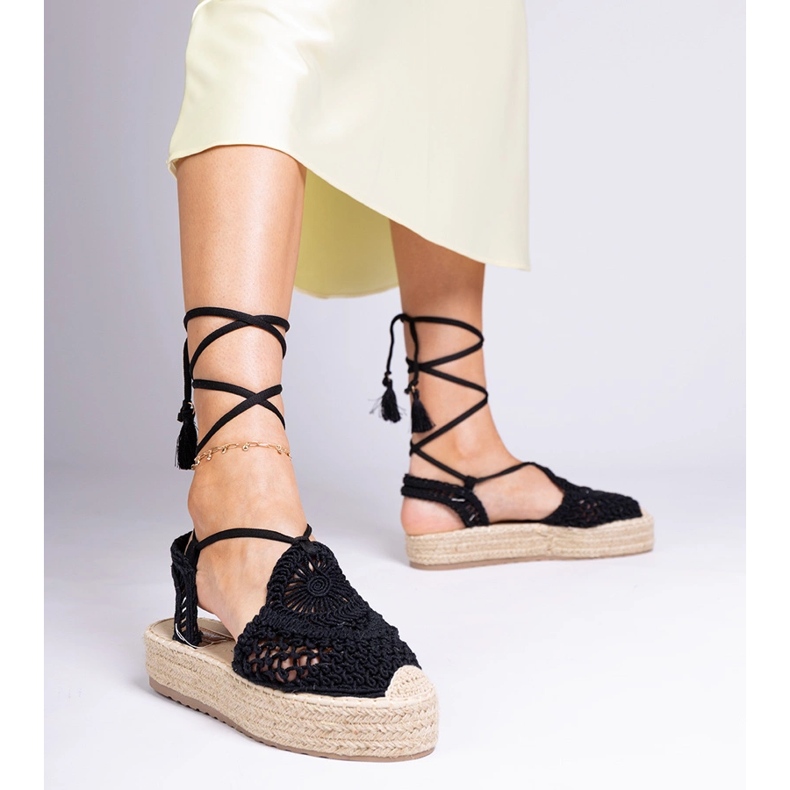 Svart espadrilles flätade sandaler 1
