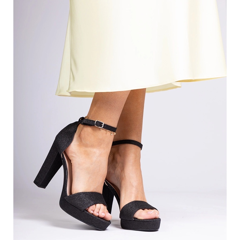 Svart kvinnors höga glitter sandaler 2