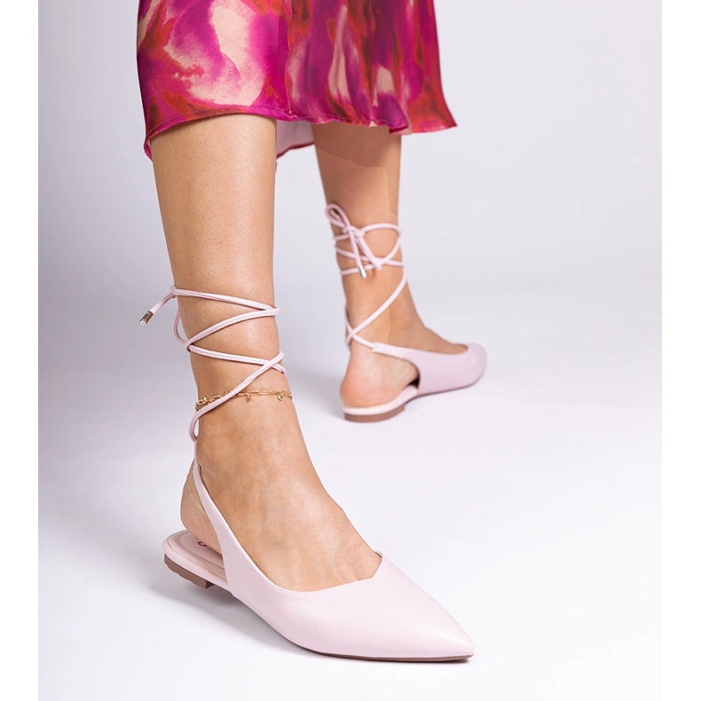 Rosa platta klackar gjorda av eko -läder 1