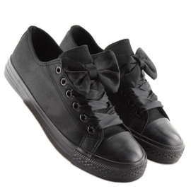 Sneakers i satinsvart dam 16-509 Allblack 2