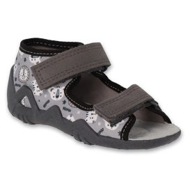 Befado barntofflor med läderinlägg 350P047 grå 1