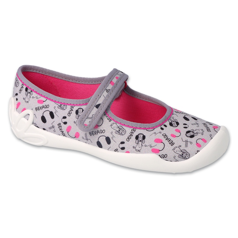 Befado barntofflor 114Y520 grå med färgglada applikationer 1