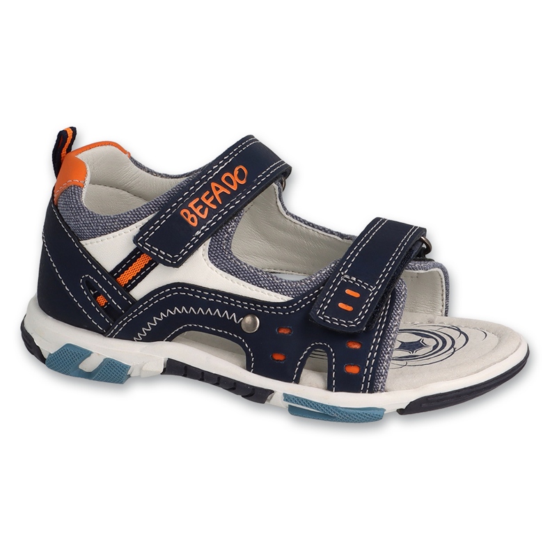 Befado barnsandaler, läderinlägg, 170X103, marinblå 1