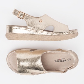 Goodin Gyllene platta sandaler med ett spänne 1