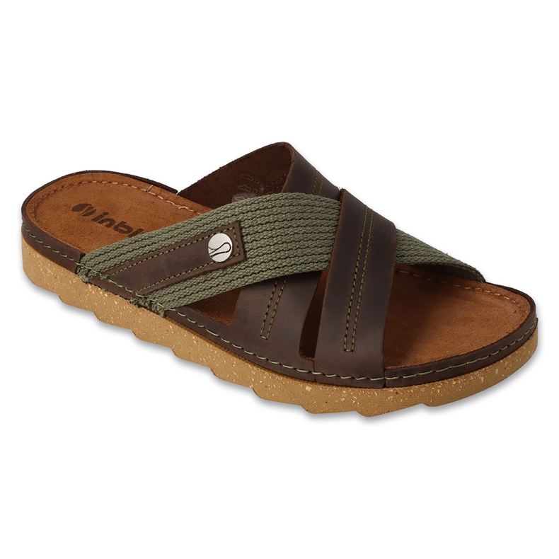 Inblu herrtofflor 158M023 brun och grön 1