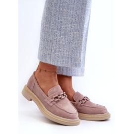 S.Barski Mockasiner för kvinnor på platt klack med dekoration D&amp;A TW101 Dirty Pink rosa 1