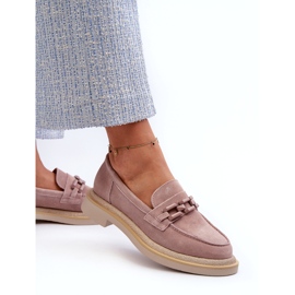 S.Barski Mockasiner för kvinnor på platt klack med dekoration D&amp;A TW101 Dirty Pink rosa 2