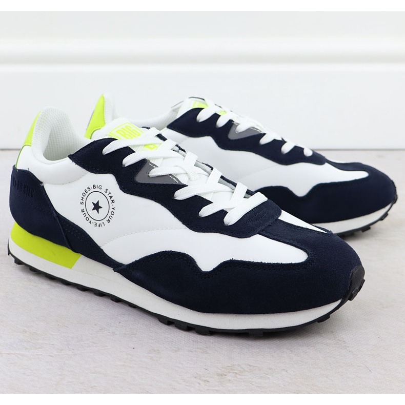 Big Star Herrläder sportskor sneakers vita och marinblå storstjärna RR174408 1