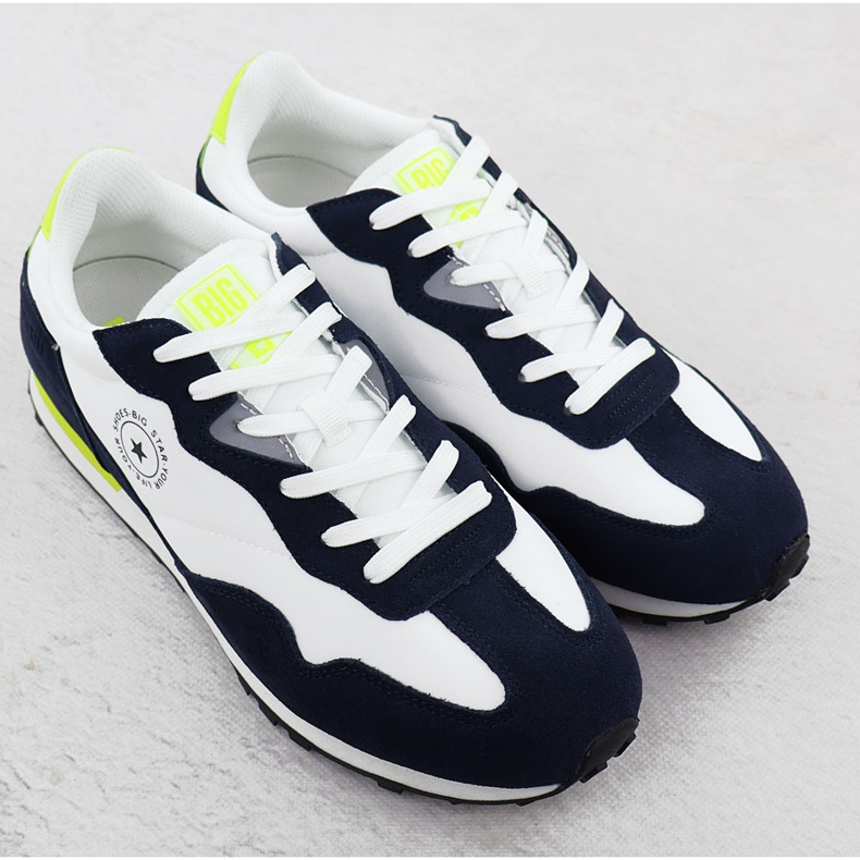 Big Star Herrläder sportskor sneakers vita och marinblå storstjärna RR174408 2