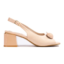 Beige mocka sandaler med låg klack från Shelovet 2