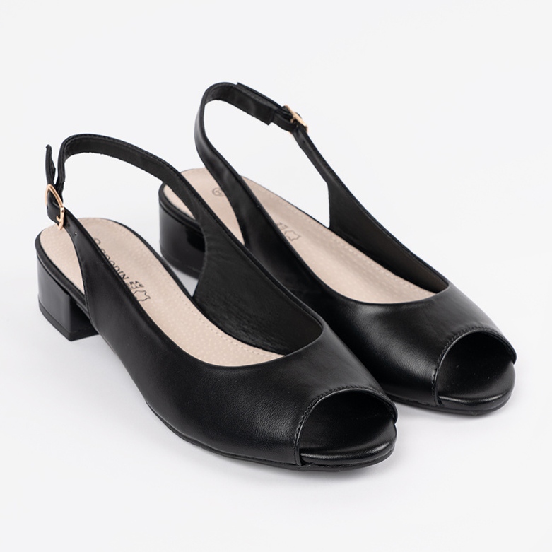 Goodin Svarta eleganta lågklackade sandaler 1