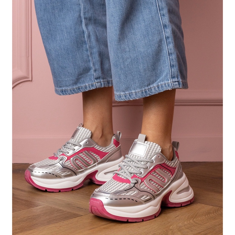 Silver-rosa kvinnors sportsneakers 1