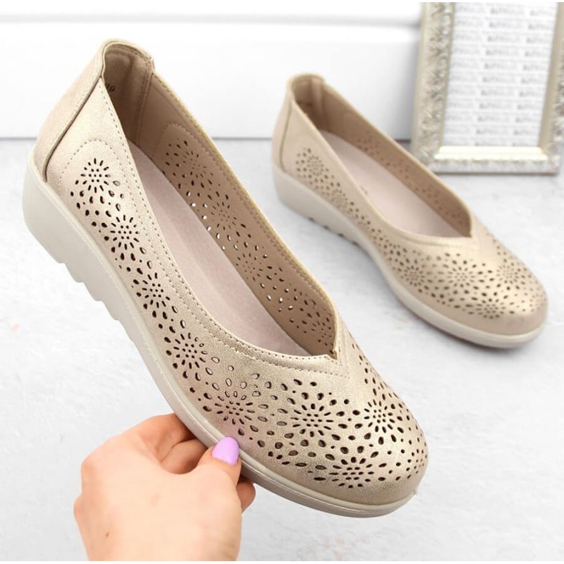 Genombrutna kilskor Potocki W WOL238 guld gyllene 2