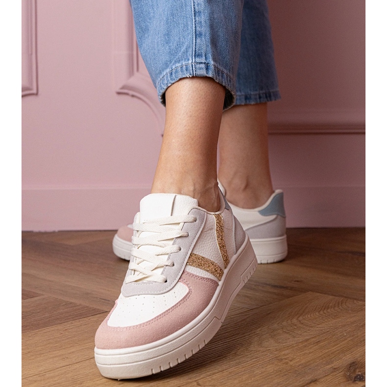 Flerfärgade sneakers sneakers dekorerade med glitter vit 1