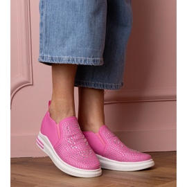 Rosa kvinnors sneakers med zirkoner på en dold kil 2