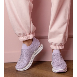 Lila kvinnors sneakers på plattformen med zirkoner purpur 1