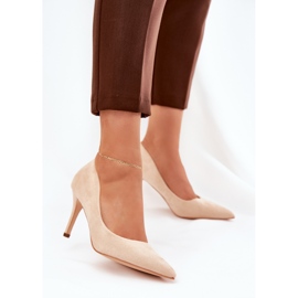 Eco Suede Heels Beige 2