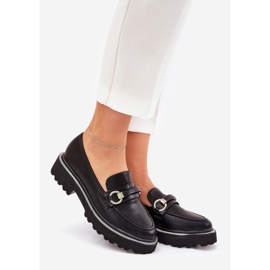 Kvinnors loafers dekorerade med svarta zirkoner 1