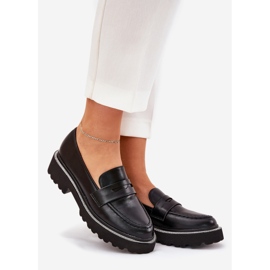 Kvinnors Eco Leather Loafers med svarta zirkoner 1