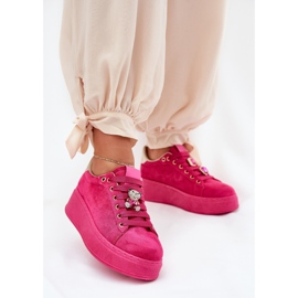 Kvinnors sneakers på plattformen med nallebjörn fuchsia rosa 2