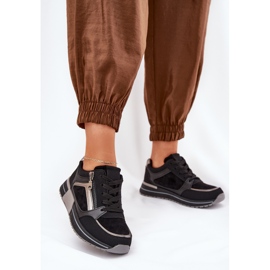 Kvinnors sportskor med en blixtlås på plattformen svart 2