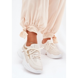 Sneakers kvinnors sportskor på en tjock beige sula 2