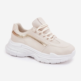 Sneakers kvinnors sportskor på en tjock beige sula 4