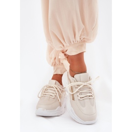 Sneakers kvinnors sportskor på en tjock beige sula 3