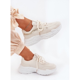 Sneakers kvinnors sportskor på en tjock beige sula 8