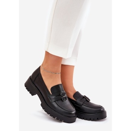 Kvinnors läderloafers med stift bär Vinceza 18109 svart 1