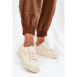 Big Star RR274746 Kvinnors spetsar sneakers beige 2