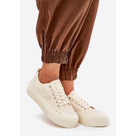 Big Star RR274746 Kvinnors spetsar sneakers beige 1