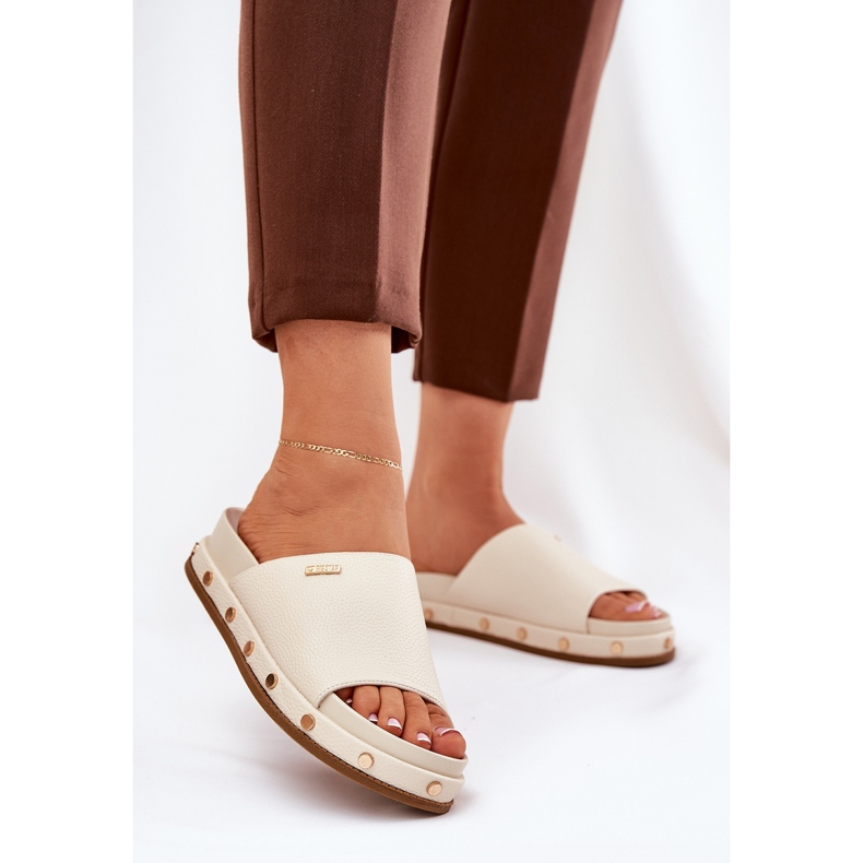 Kvinnors flip flops på plattformen med Big Star RR274215 Beige 2