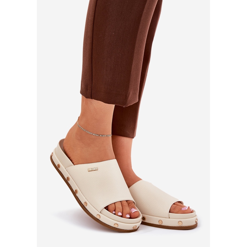 Kvinnors flip flops på plattformen med Big Star RR274215 Beige 1