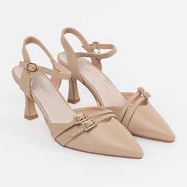 Goodin Beige pumps med öppen häl 1