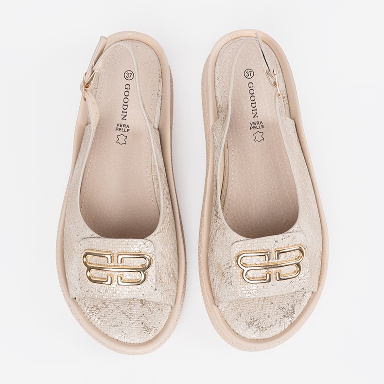 Goodin Platta sandaler med taupe dekoration beige 2