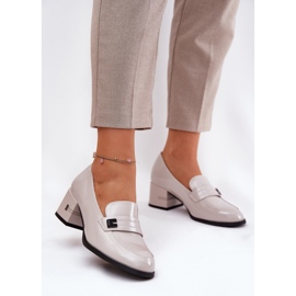 Målade läderskor med Vinceza 18105 grå höga klackar 2