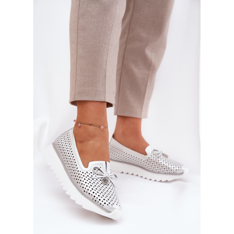 S.Barski Läder öppna kvinnors skor tillverkade av naturläder LR51-631 Silver silver- 2