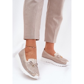 S.Barski Läder öppna kvinnors skor tillverkade av naturläder LR51-631 PLN gyllene 2