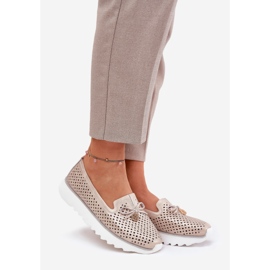 S.Barski Läder öppna kvinnors skor tillverkade av naturläder LR51-631 PLN gyllene 1