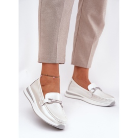 Kvinnor läder loafers s.barski gr51-598 pärla silver- 2