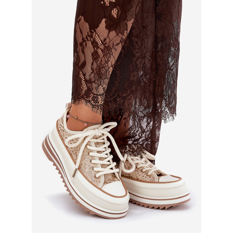 S.Barski Kvinnors sneakers på en massiv plattform S. Barski BF51-101 Beige 1