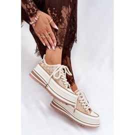 S.Barski Kvinnors sneakers på en massiv plattform S. Barski BF51-101 Beige 2