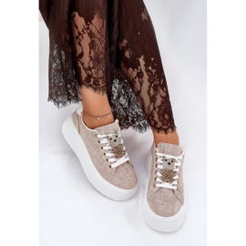 Sneakers på plattformen med en stift Bear S.Barski BF51-014 Beige 7