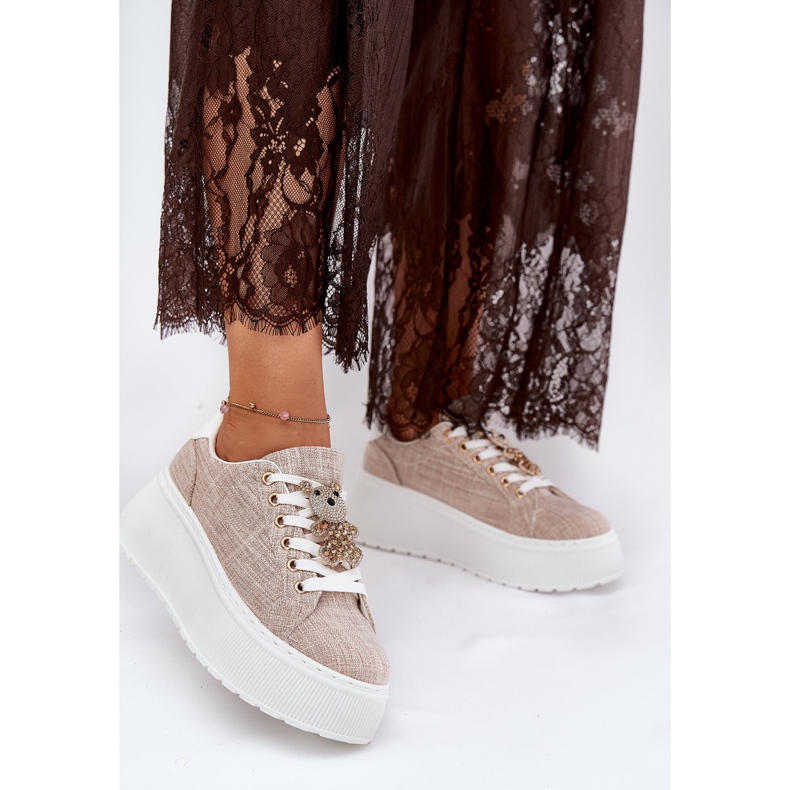 Sneakers på plattformen med en stift Bear S.Barski BF51-014 Beige 2