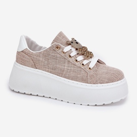Sneakers på plattformen med en stift Bear S.Barski BF51-014 Beige 4