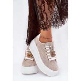 Sneakers på plattformen med en stift Bear S.Barski BF51-014 Beige 3