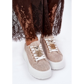 Sneakers på plattformen med en stift Bear S.Barski BF51-014 Beige 5