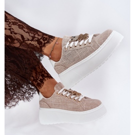 Sneakers på plattformen med en stift Bear S.Barski BF51-014 Beige 6