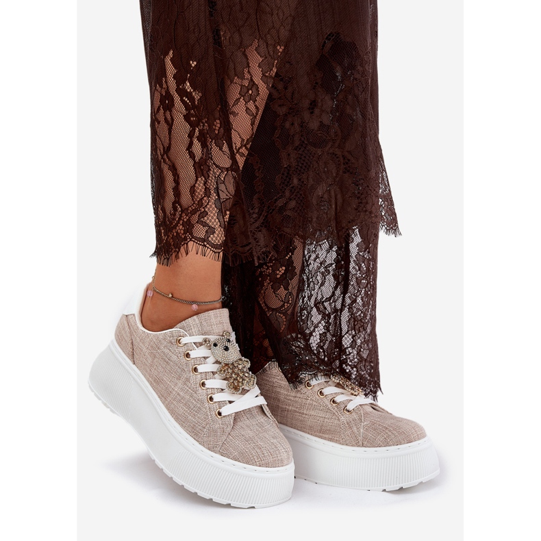 Sneakers på plattformen med en stift Bear S.Barski BF51-014 Beige 1